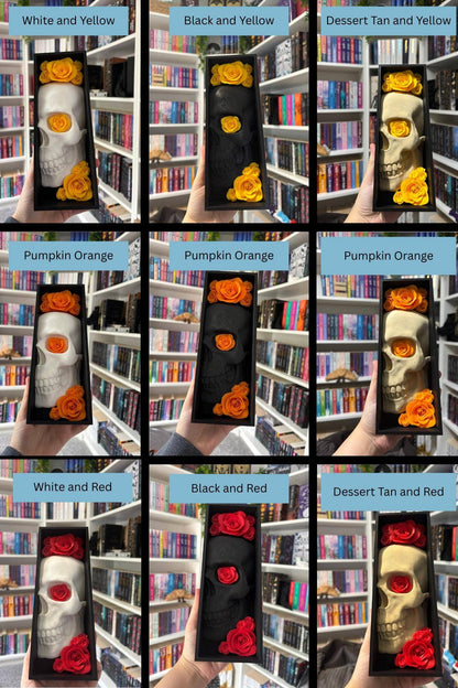 Book nooks / Pair of Book end skull with flower