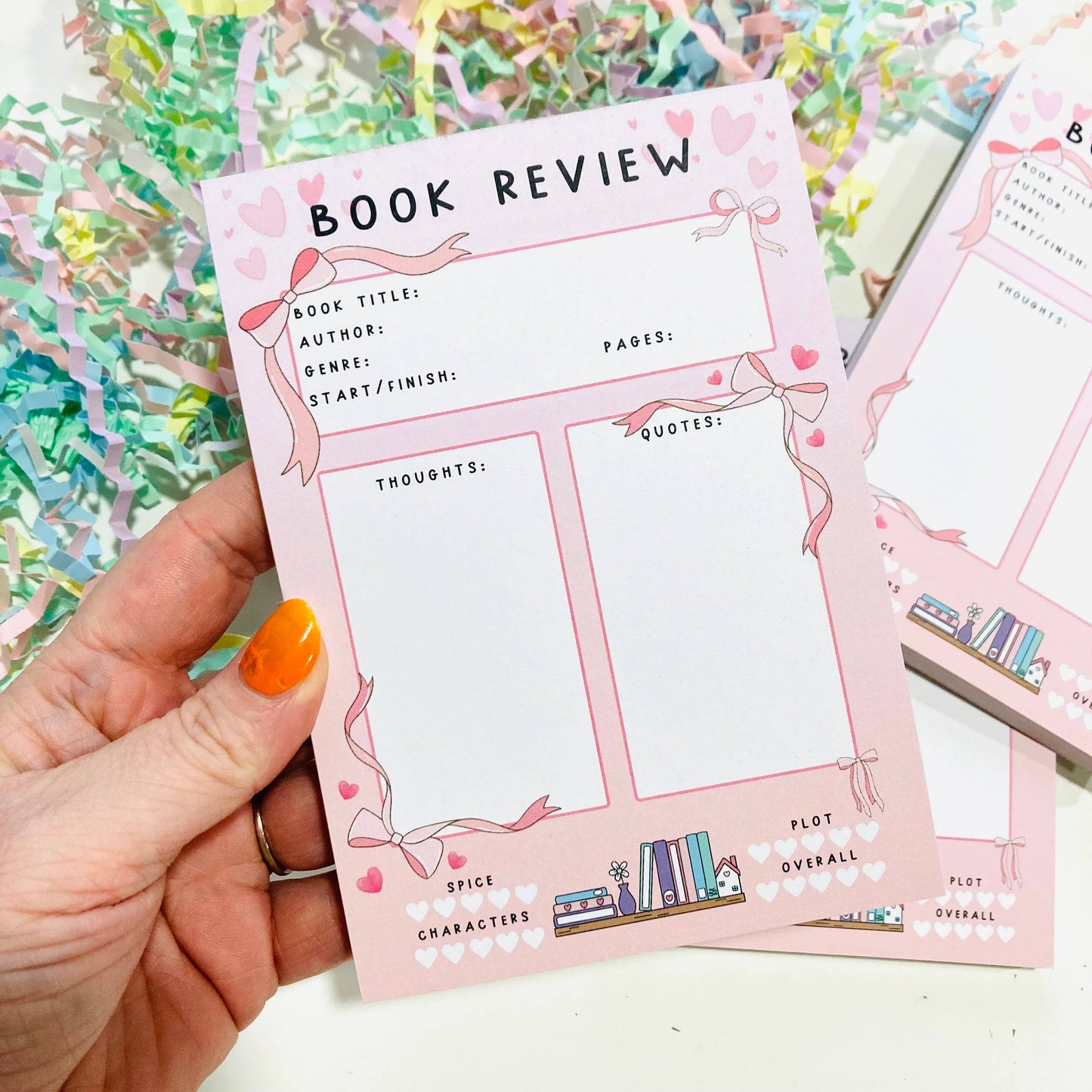 Pink Coquette Bow A6 Romance Book Review pad