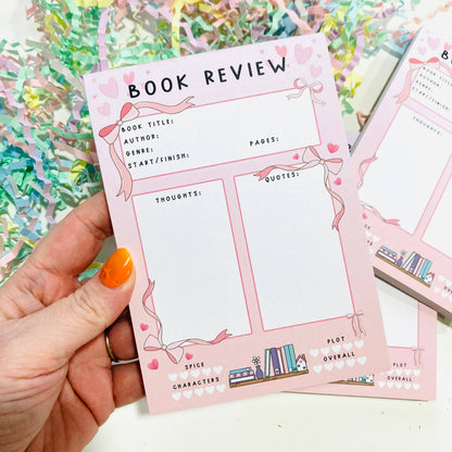 Pink Coquette Bow A6 Romance Book Review pad