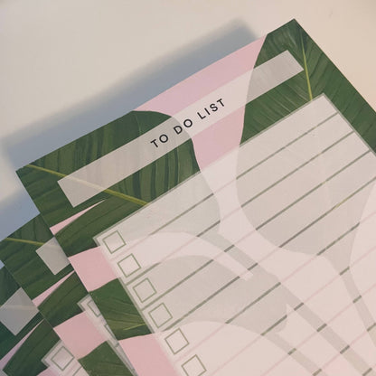 To Do List A6 Pink Green Leaf Notepad Planner Stationery