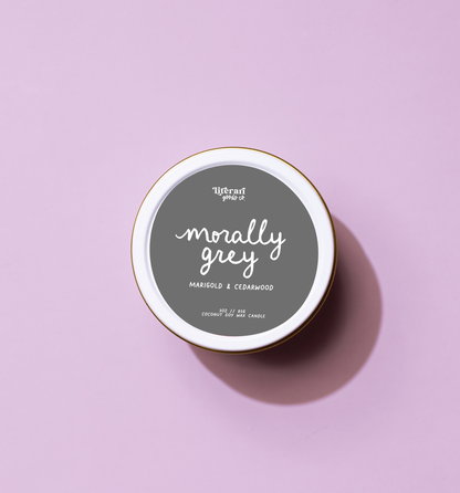 Morally Gray - 3 oz Candle Tin - Bookish Gift for Readers | Literari