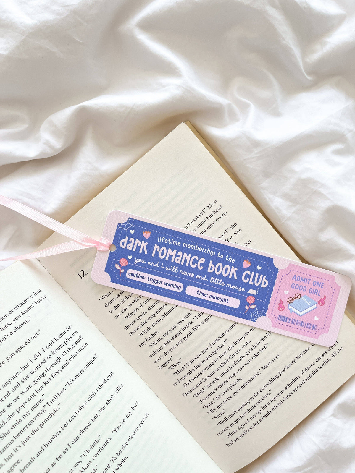 Dark Romance Book Club Bookmark Ticket | Book Trope Bookmark