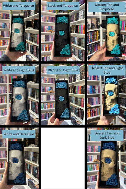 Book nooks / Pair of Book end skull with flower