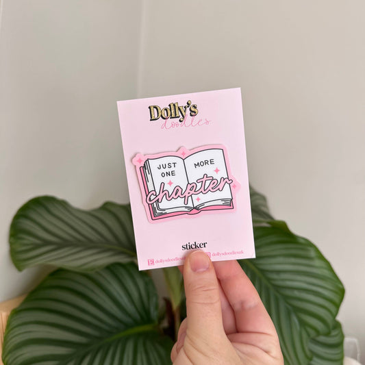 Matte Sticker |  One More Chapter Bookworm Reading Pink Gift