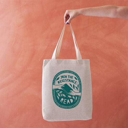 Join the Resistance. Read. Literary Tote Bag