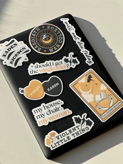 Fourth Wing Quote Sticker Set, Fantasy Sticker Set