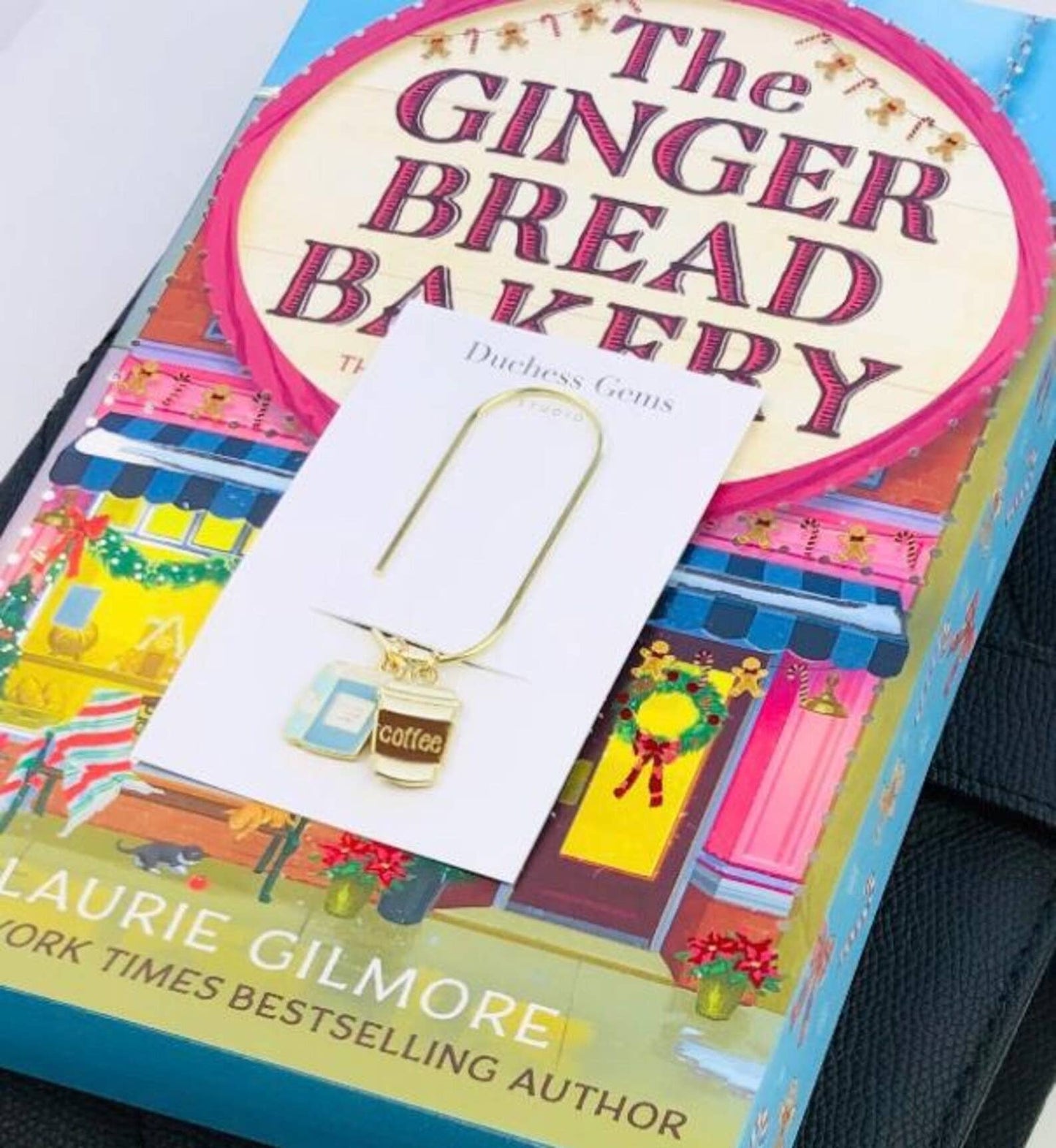 Blue Book And Coffee Charm Book Paperclip, Bookish Bookmark